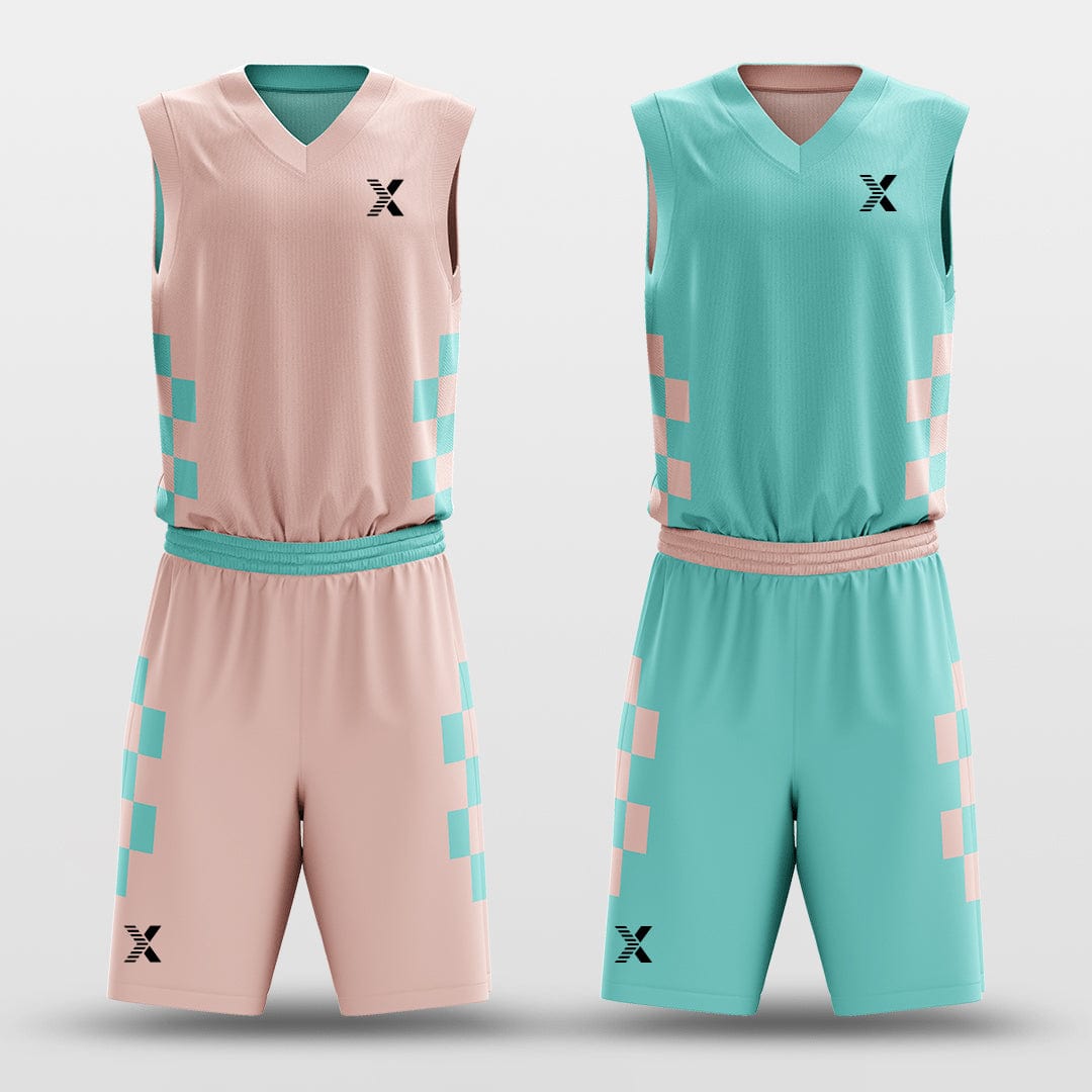 Cikers Sports Pink&Mint / S Blocks - Customized Reversible Sublimated Basketball Set