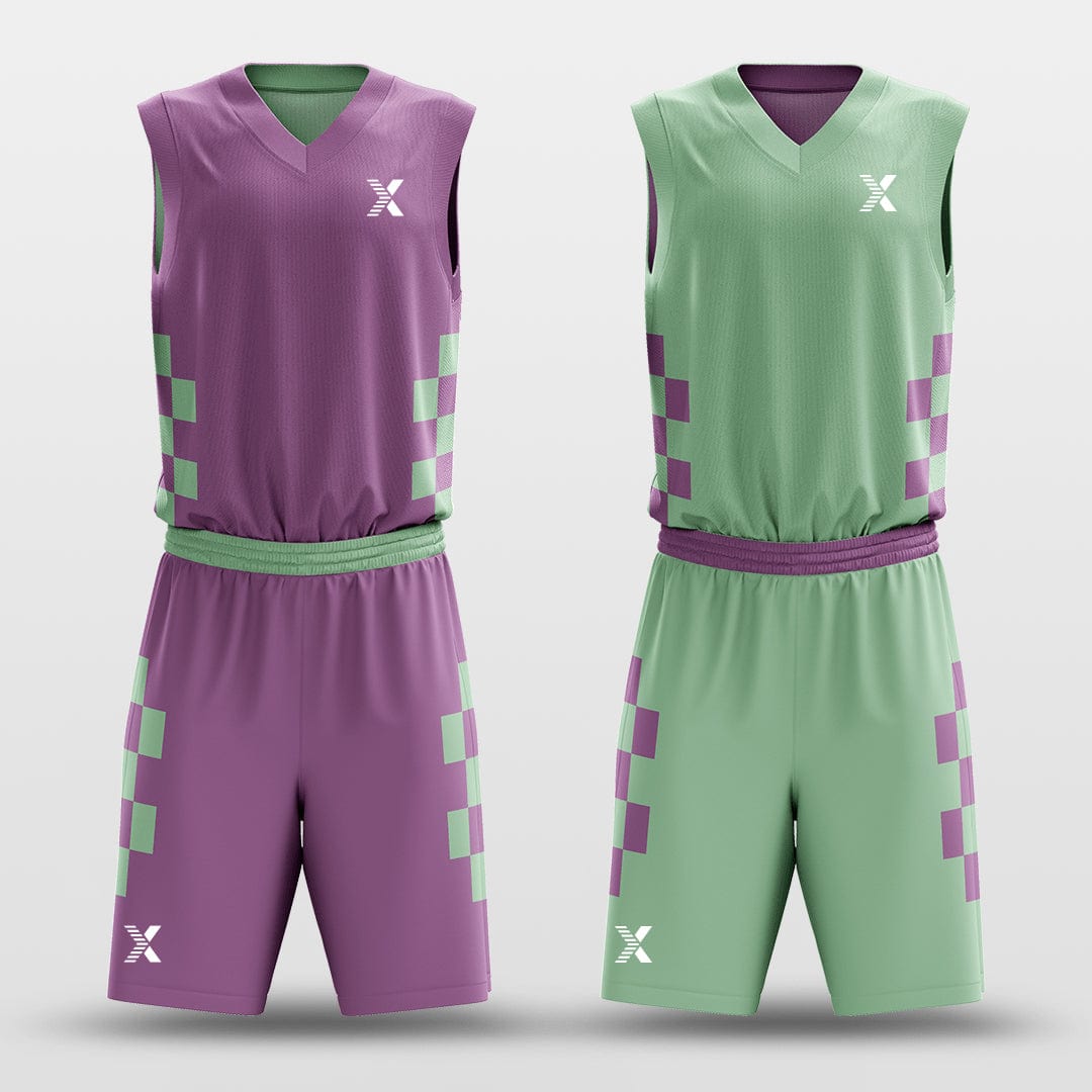 Cikers Sports Purple&Green / S Blocks - Customized Reversible Sublimated Basketball Set