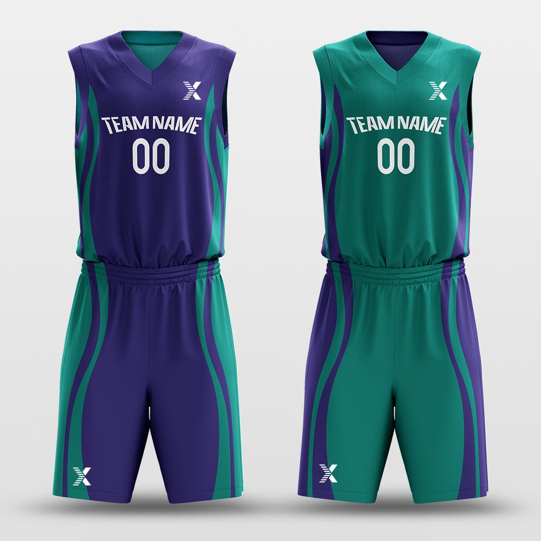 Cikers Sports Purple&Green / S CLASSIC28 - Customized Reversible Sublimated Basketball Set