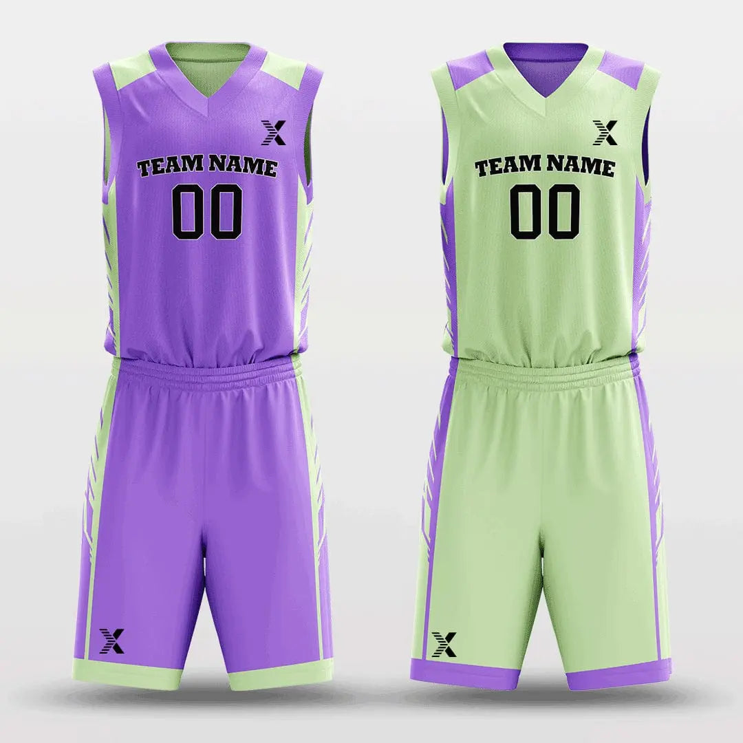 Cikers Sports Purple&Green / S Field - Customized Reversible Sublimated Basketball Set