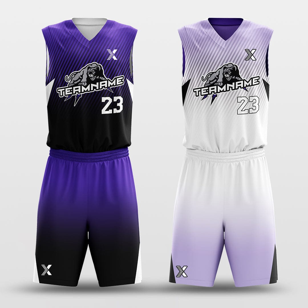 Cikers Sports Purple Leopard - Customized Reversible Sublimated Basketball Set