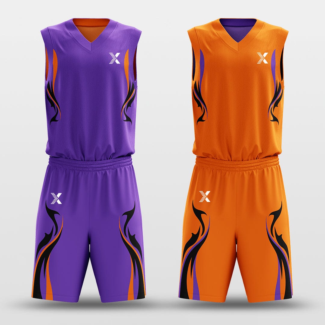 Cikers Sports Purple&Orange / S Shadowflame - Customized Reversible Sublimated Basketball Set