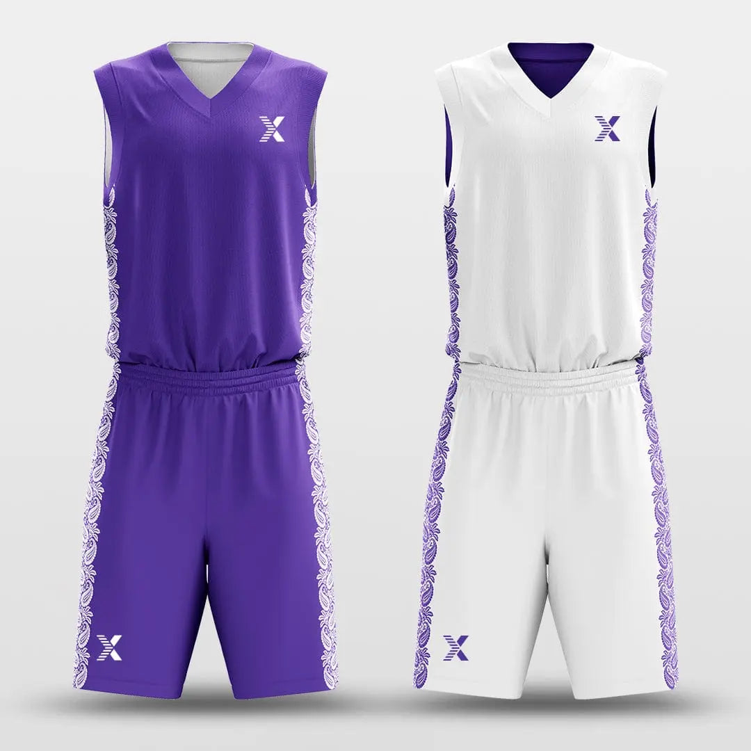 Cikers Sports Purple&White / S Ice Flower - Customized Reversible Sublimated Basketball Set