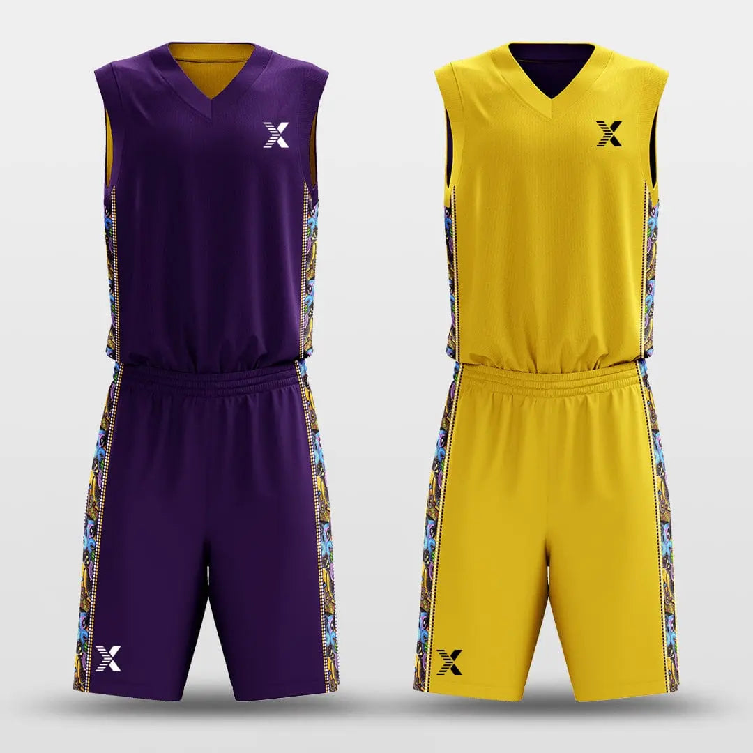 Cikers Sports Purple&Yellow / S Secret - Customized Reversible Sublimated Basketball Set