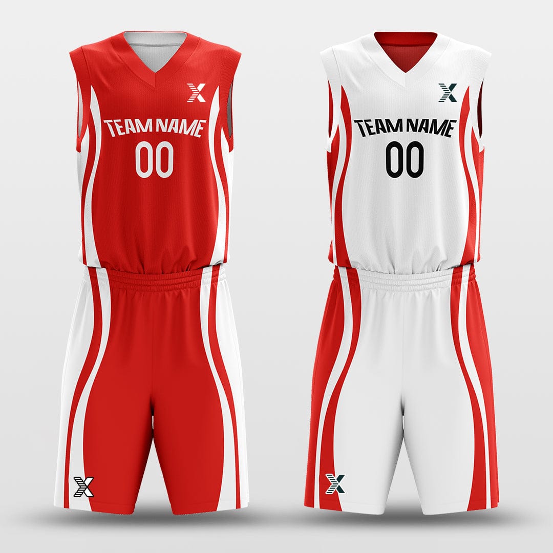Cikers Sports Red&White / S CLASSIC28 - Customized Reversible Sublimated Basketball Set