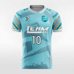 Cikers Sports Soccer Jersey Blue Graphic - Custom Womens Soccer Jerseys Geo Print Design