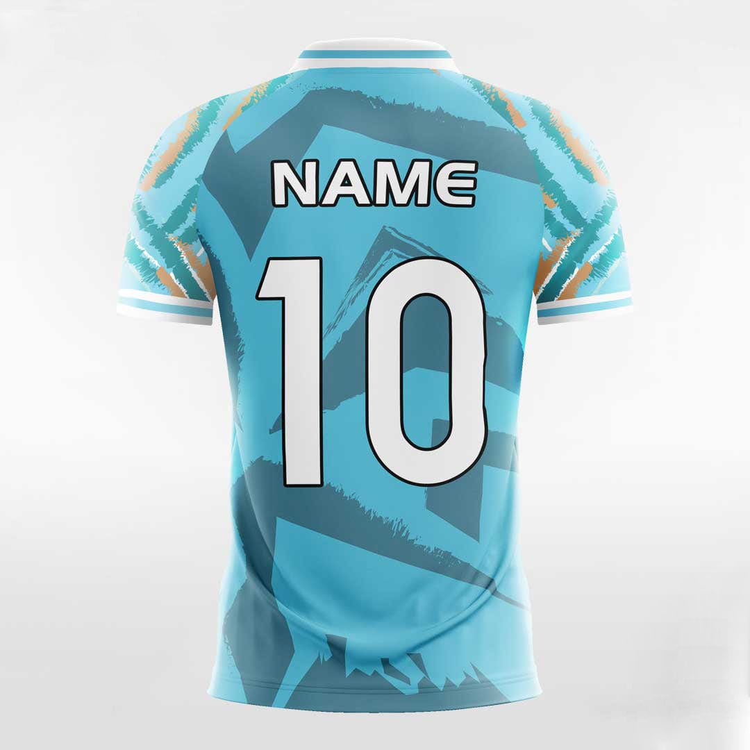 Cikers Sports Soccer Jersey Blue Graphic - Custom Womens Soccer Jerseys Geo Print Design