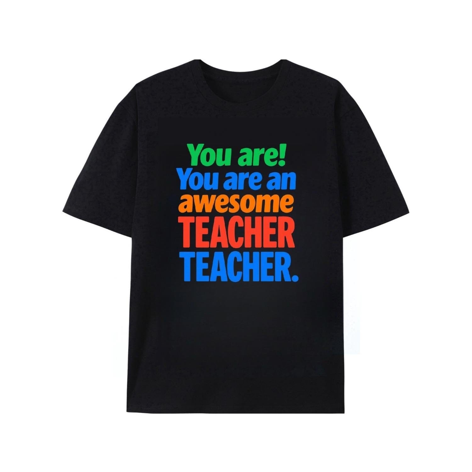 CusPrinting black / S Men's Teacher Appreciation T-Shirt - Cotton Shirt with "You Are an Awesome Teacher" Motivational Print - Soft Crew Neck Breathable Everyday & Classroom Tee - Ideal Gift for Educators, Teacher Shirts, Casual Style Tee
