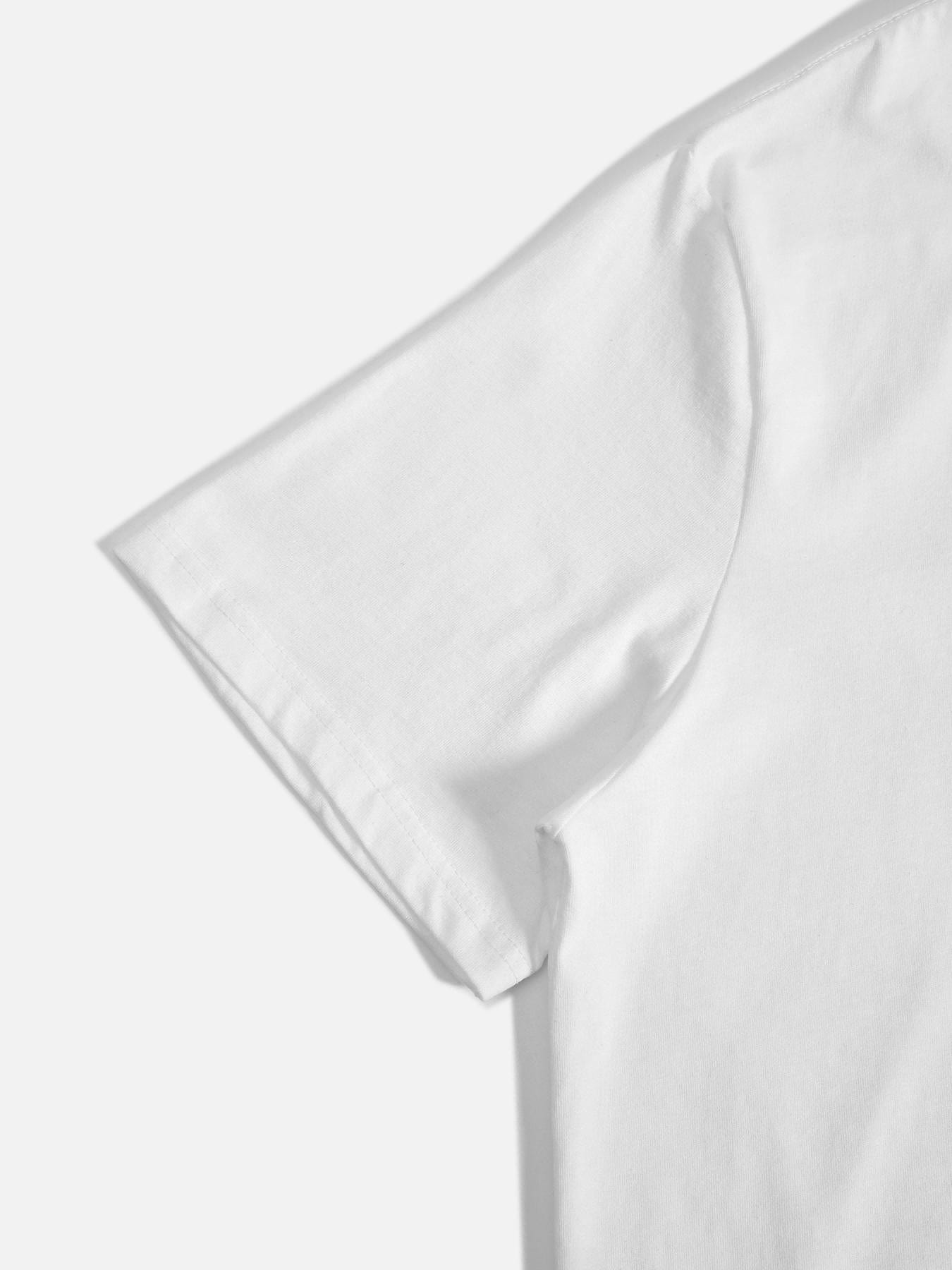 CusPrinting PSW Graphic Print Round Neck Short Sleeves White T-Shirt for Women