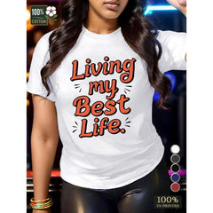 CusPrinting white / S Living My Best Life Pure Women'S Tshirt Comfort Fit