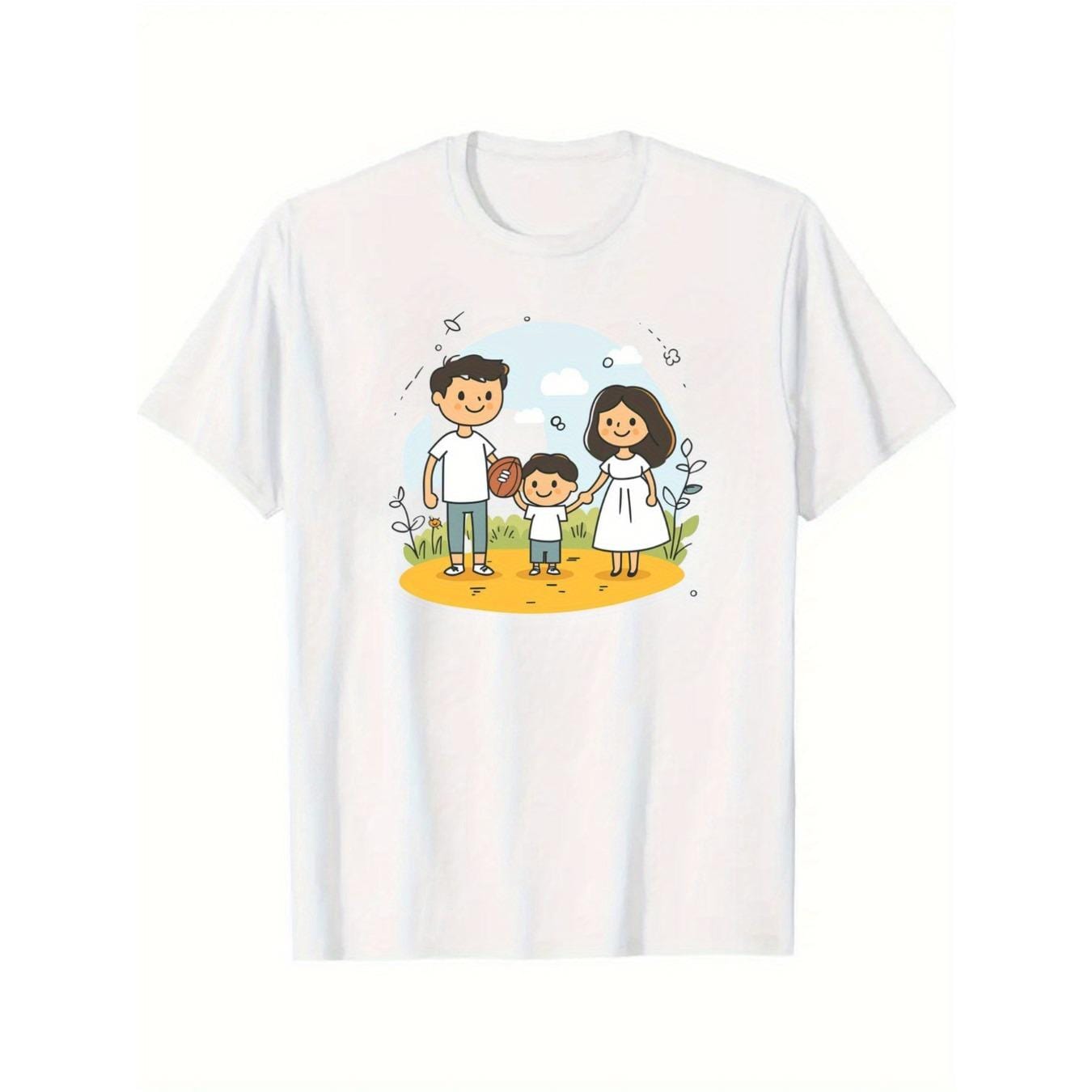 CusPrinting white / S Men'S Slim Fit Casual T-Shirt with Playful Family Graphic Print - Soft, Breathable Cotton, Short Sleeve, Round Neck, Perfect for Summer & Casual Attire, Summer Casual Wear | Family Graphic Tee | Cotton Tshirt