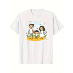 CusPrinting white / S Men'S Slim Fit Casual T-Shirt with Playful Family Graphic Print - Soft, Breathable Cotton, Short Sleeve, Round Neck, Perfect for Summer & Casual Attire, Summer Casual Wear | Family Graphic Tee | Cotton Tshirt