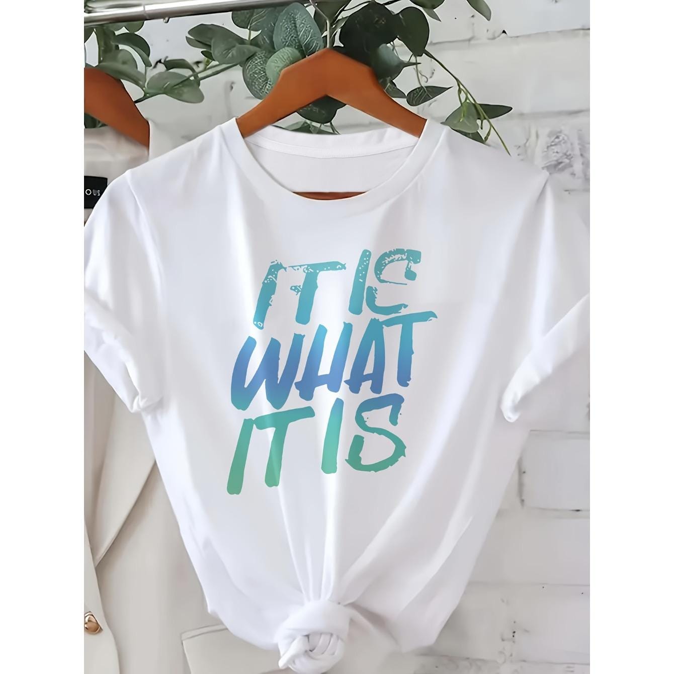CusPrinting white / S Women'S Casual "It Is What It Is" Graphic Tee- White Round Neck Short Sleeve T-Shirt, Lightweight For Spring/Summer, Ladies T Shirts