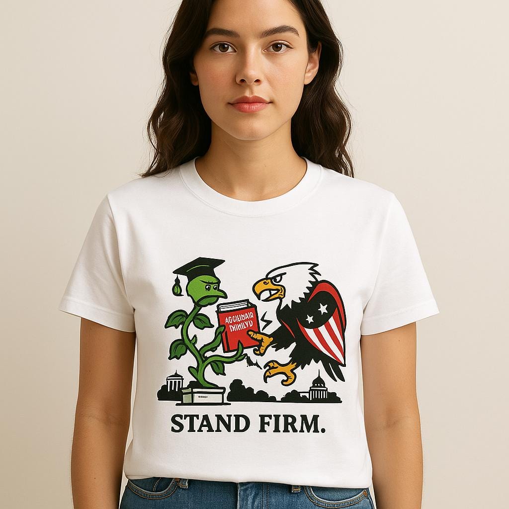 CusPrinting white / S Women's‌ Fashion STAND FIRM T-Shirt, Casual Crew Neck Short Sleeve Tee, 100% pure cotton, Medium Stretch,for All Season Comfort Top