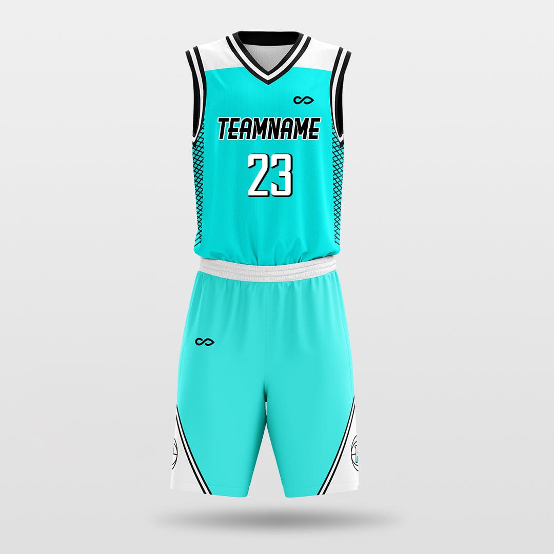 sublimation aqua blue basketball jersey