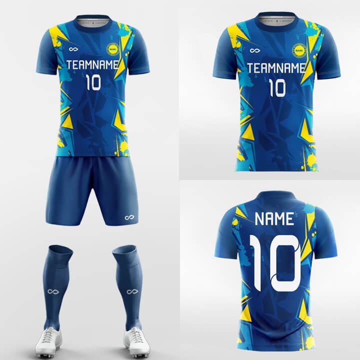 graffiti navy blue soccer jersey kit