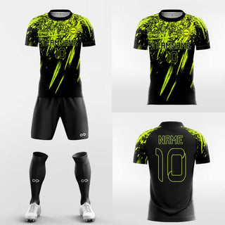 green custom sleeve soccer jersey kit