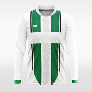 green customized men sublimated long sleeve soccer jersey