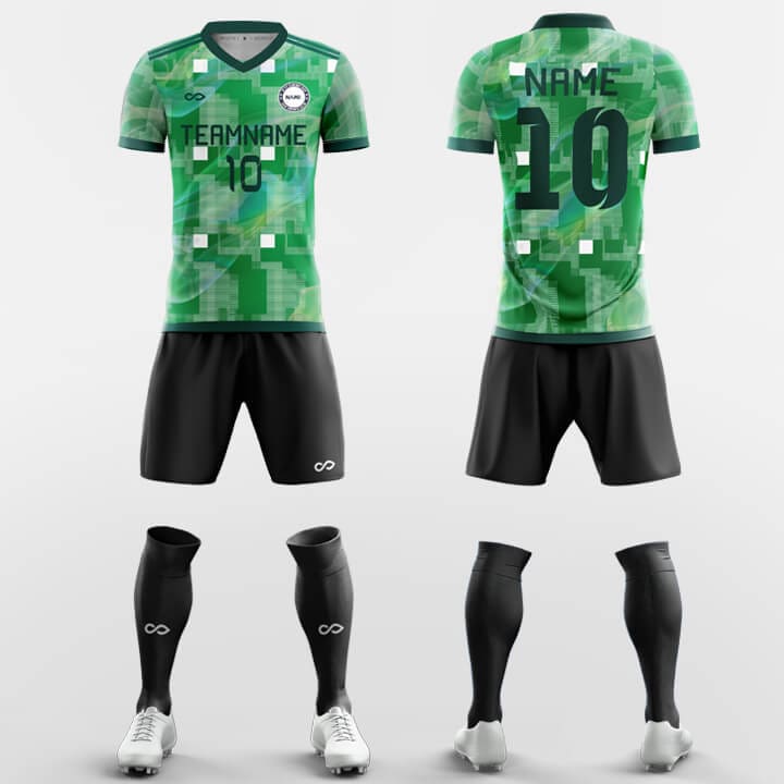 green mosaic soccer jersey kit
