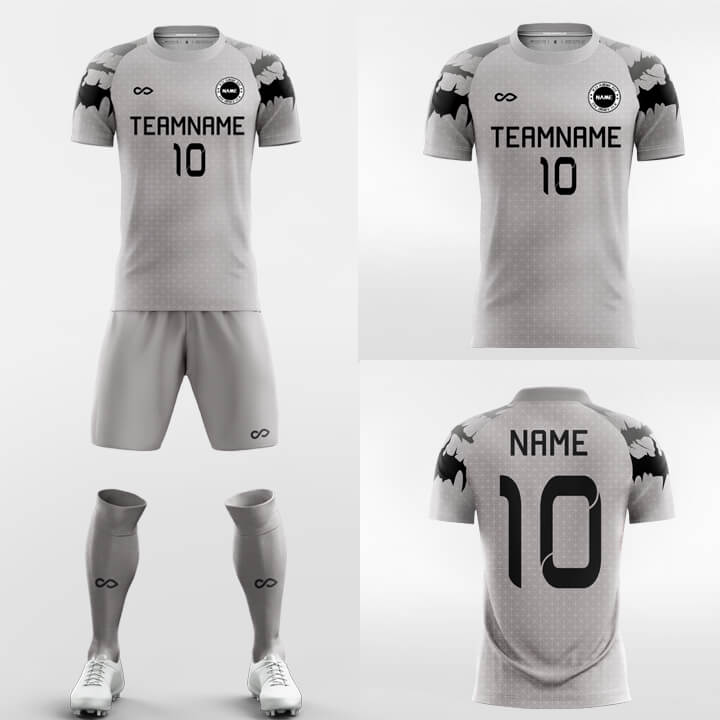 grey short sleeve soccer jersey kit