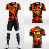 orange custom soccer jersey kit