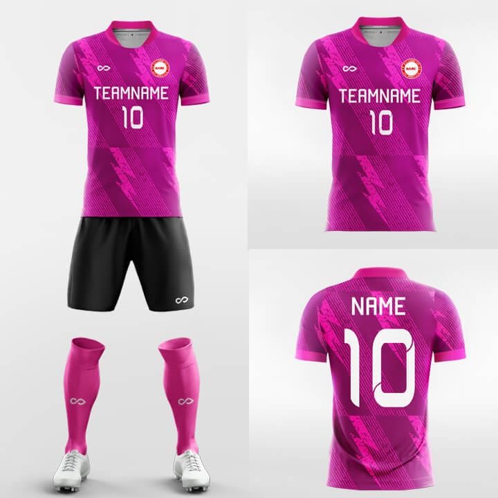 pink custom sleeve soccer jersey kit