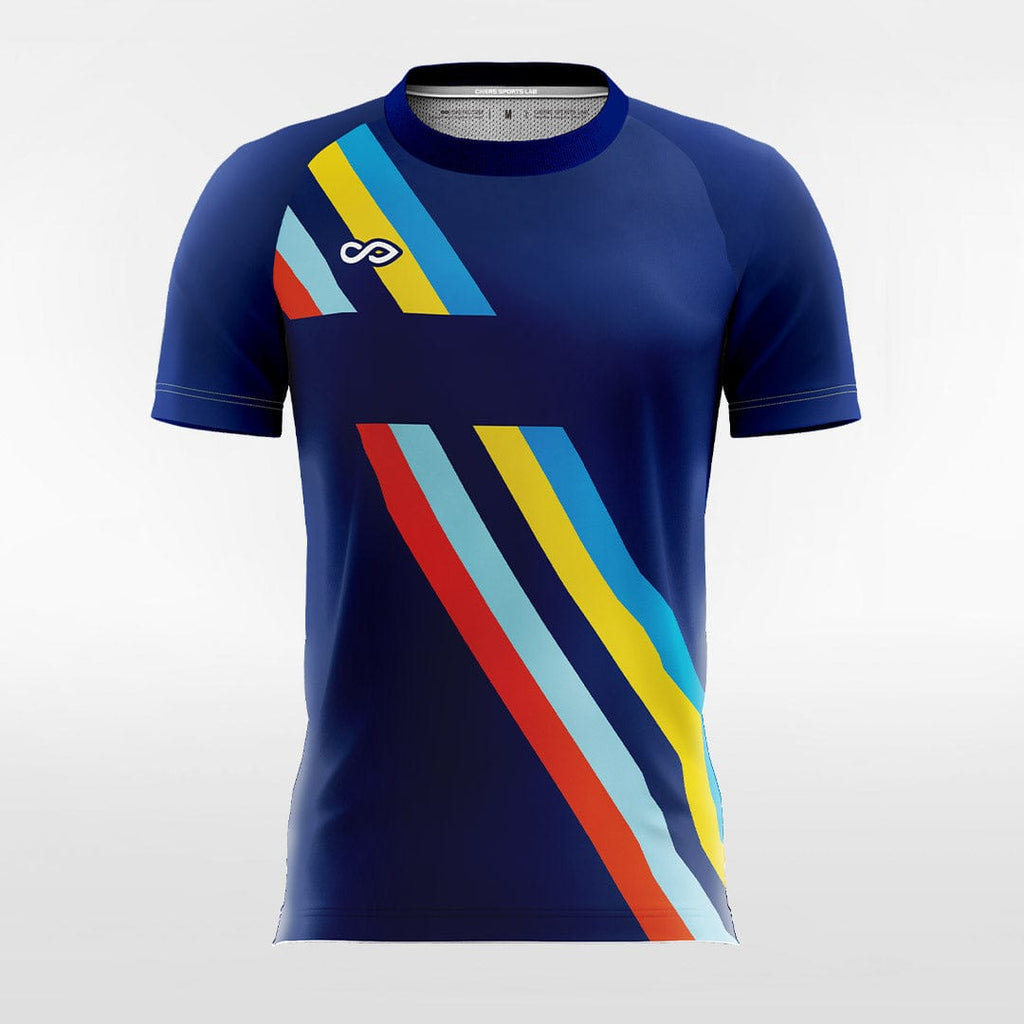 Cool Rainbow Stripe - Women Custom Soccer Jerseys Navy Blue