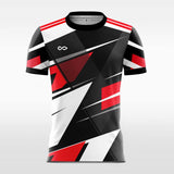 red and black color block soccer jersey
