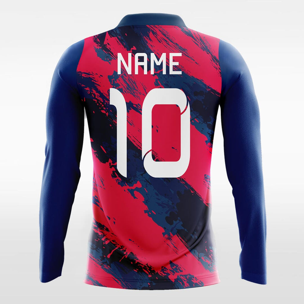 red and blue long sleeve jersey