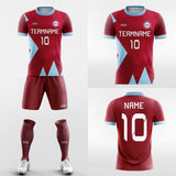 red and blue soccer uniform