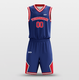 Dark Blue Red - Customized Basketball Jersey Set Design