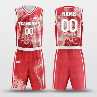 red custom basketball jersey kit