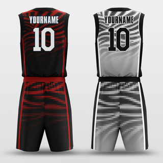 red custom reversible basketball jersey set sublimated