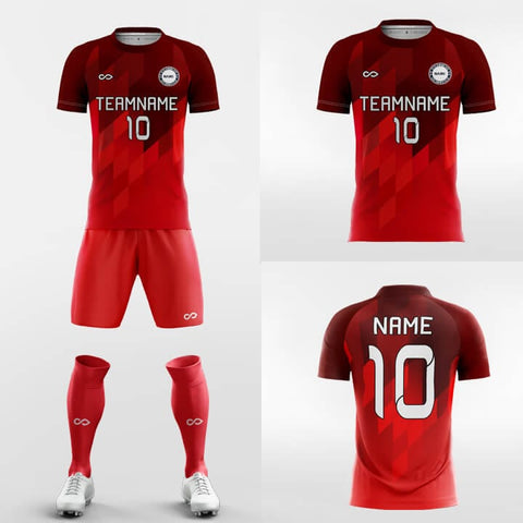 red custom short soccer jersey kit