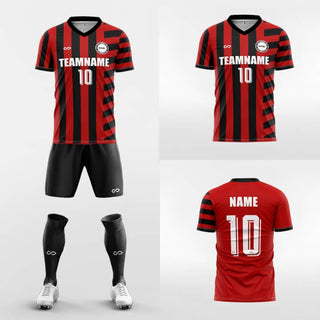 red custom soccer jersey kit