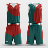 red green custom reversible basketball jersey
