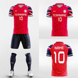  red short sleeve soccer jersey kit