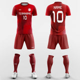 red short sleeve soccer jersey kit
