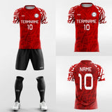 red sublimated soccer jersey kit