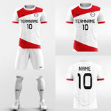 red sublimated soccer jersey kit