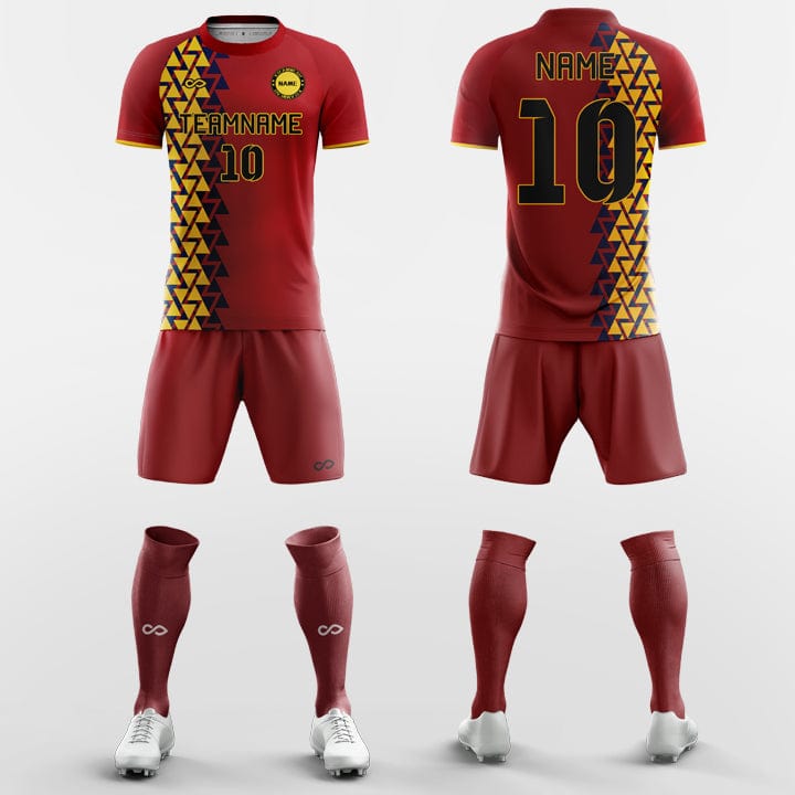 Retro Split Geometric - Custom Soccer Jerseys Kit Red Design-XTeamwear