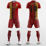 Retro Split Geometric - Custom Soccer Jerseys Kit Red Design