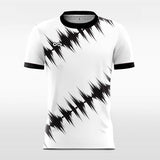 white and black short sleeve soccer jersey