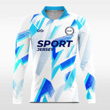 white blue long sleeve soccer jersey