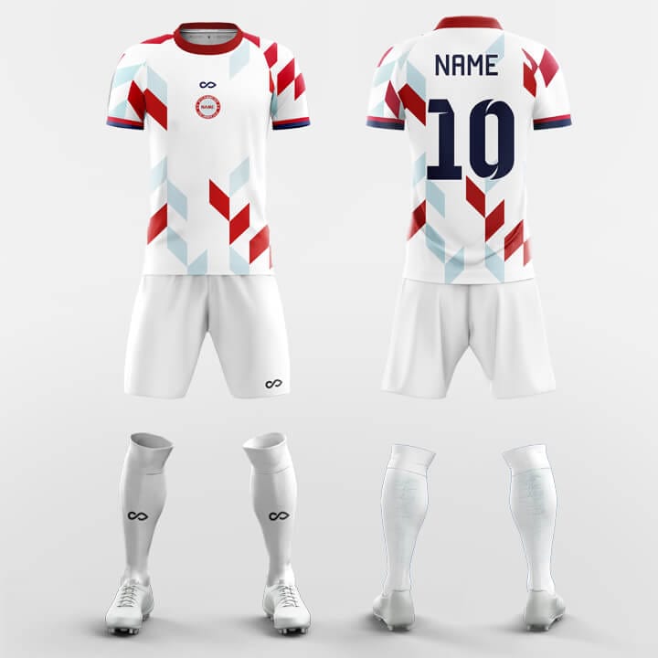 white red soccer jersey set