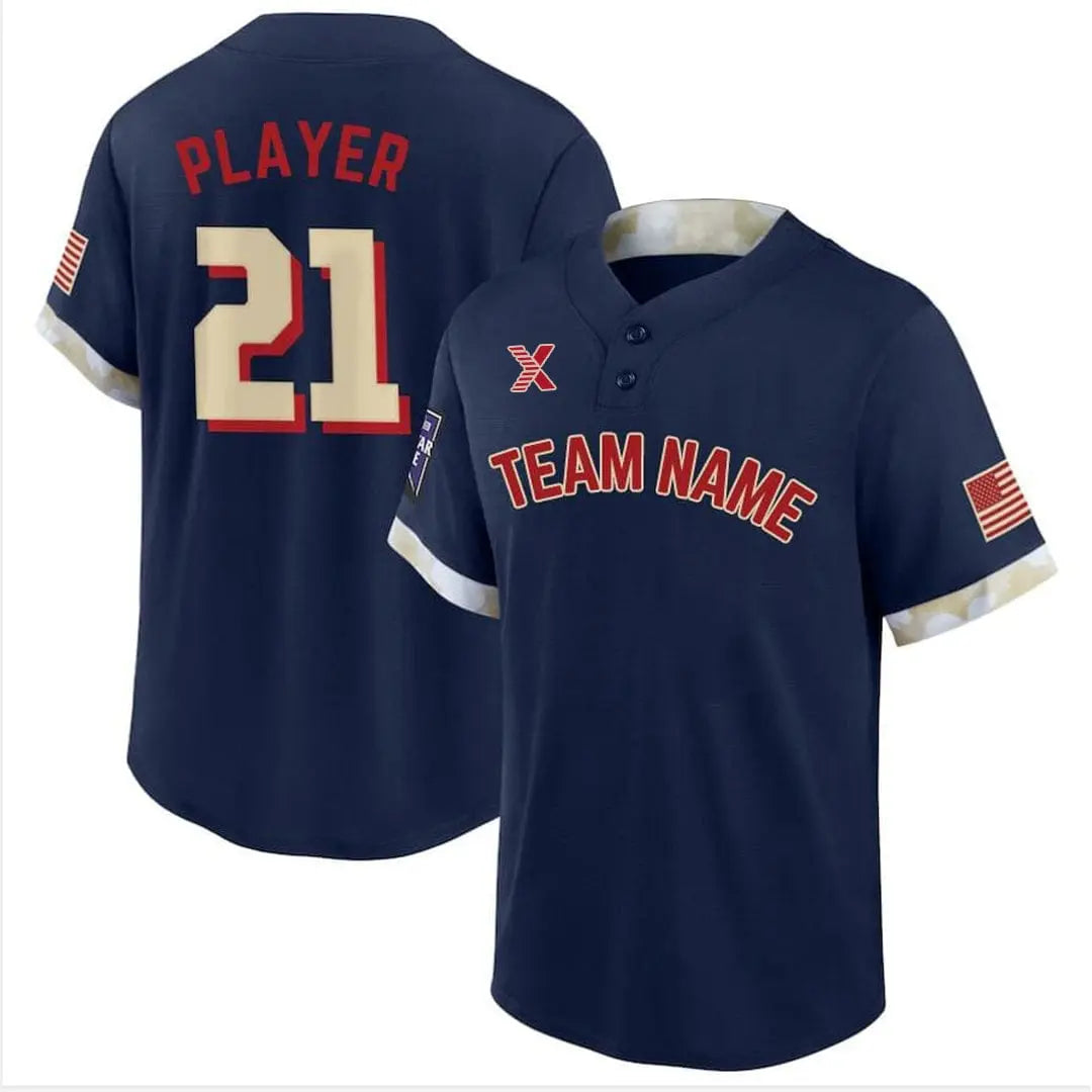 XTeamwear Ash and Bone - Customized Men's Sublimated 2-Button Baseball Jersey
