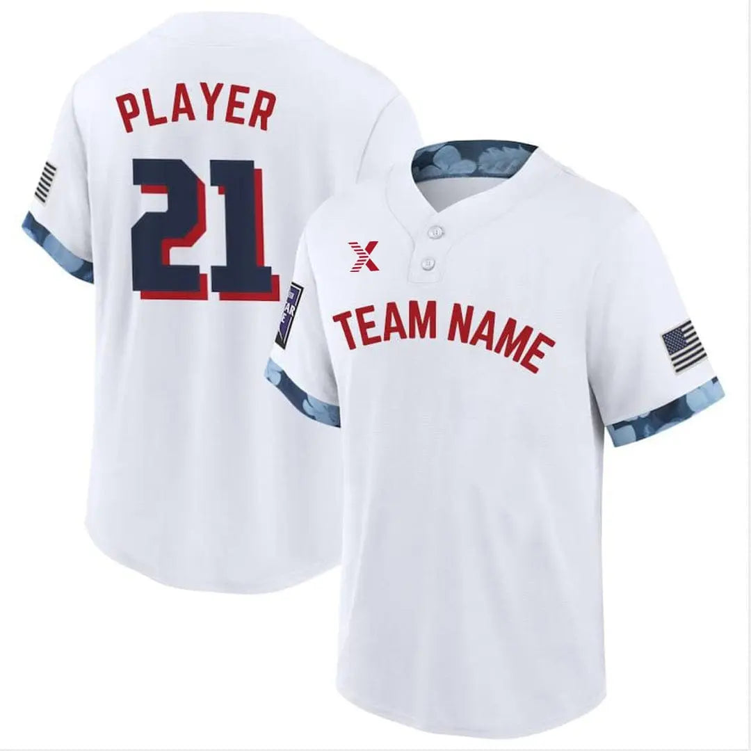 XTeamwear Ash and Bone - Customized Men's Sublimated 2-Button Baseball Jersey