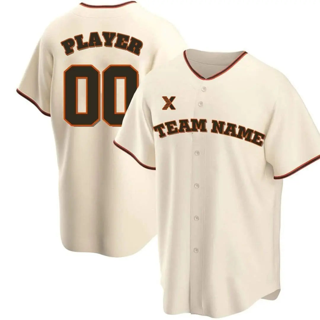 XTeamwear Beige / S Classics - Customized Men's Sublimated Button Down Baseball Jersey