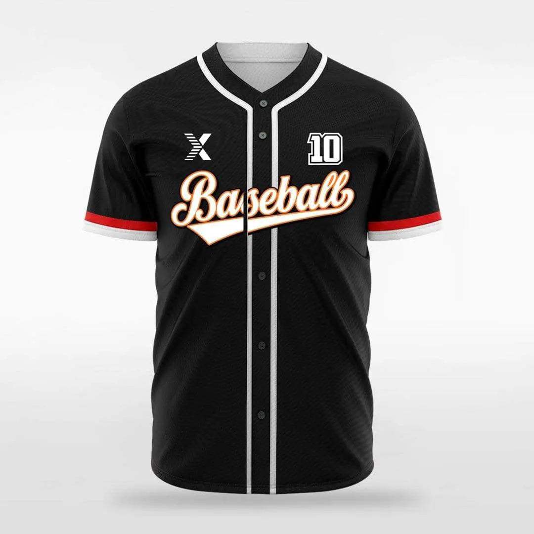 XTeamwear Black / S Classic Colors - Customized Men's Sublimated Button Down Baseball Jersey