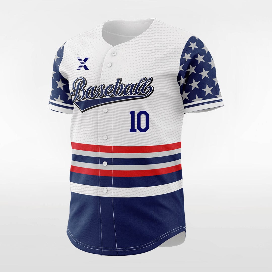 XTeamwear Freedom Star - Customized Men's Sublimated Button Down Baseball Jersey